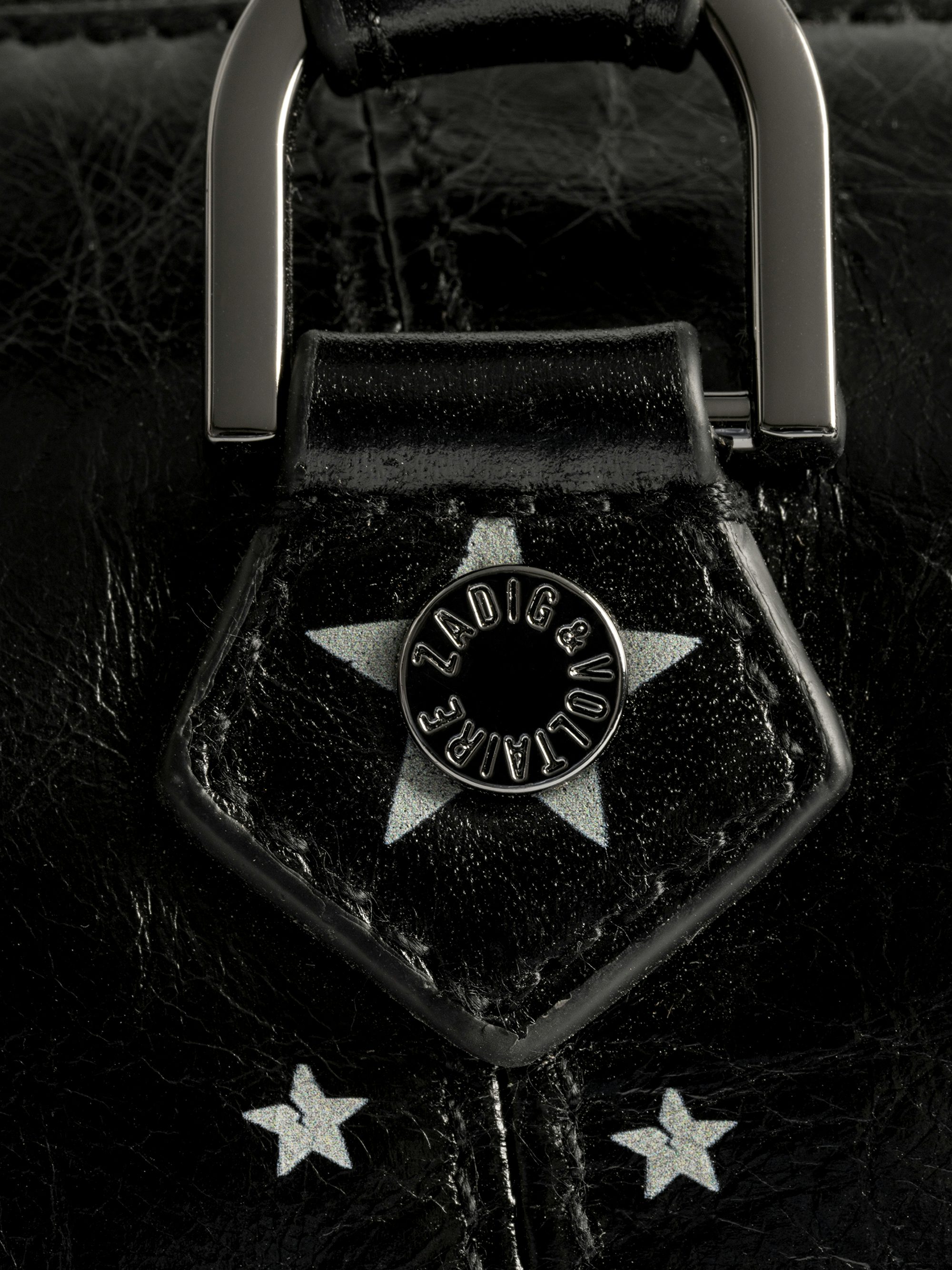 Sunny XS Punk Bag - Mini bag in patent leather with vintage effect, punk tag, adjustable shoulder strap and wings signature.